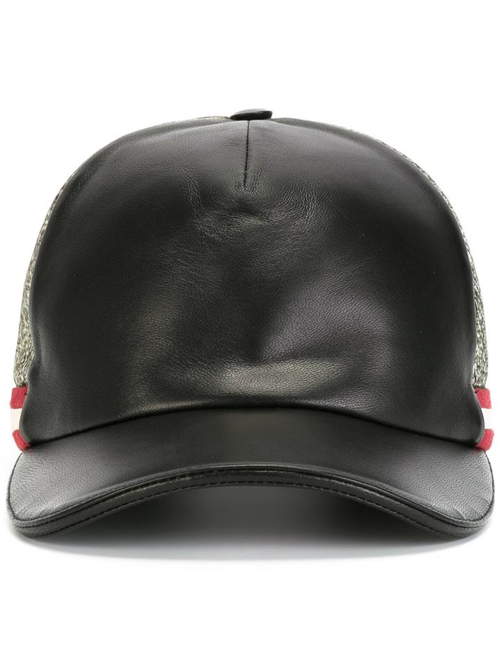Bally Contrast Front Baseball, Men's, Size: 58, Black, Lamb Skin/polyamide/polyester/cotton