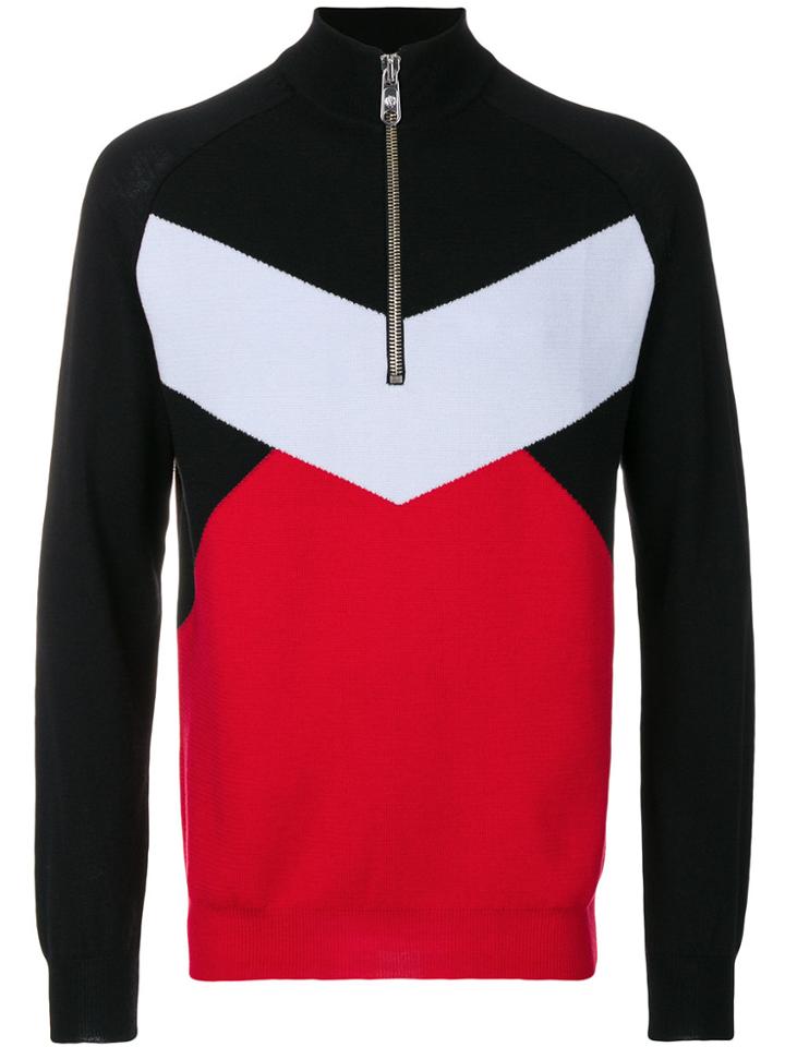 Versus Block Colour Zip-up Sweater - Blue