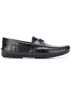 Emporio Armani Printed Leather Driving Shoes - Black