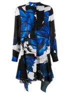 Alexander Mcqueen Floral Asymmetric Shirt Dress - Blue