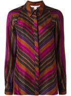 Diane Von Furstenberg Striped Shirt, Women's, Size: 6, Purple, Silk