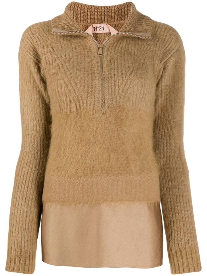 Nº21 Layered-hem Jumper - Neutrals