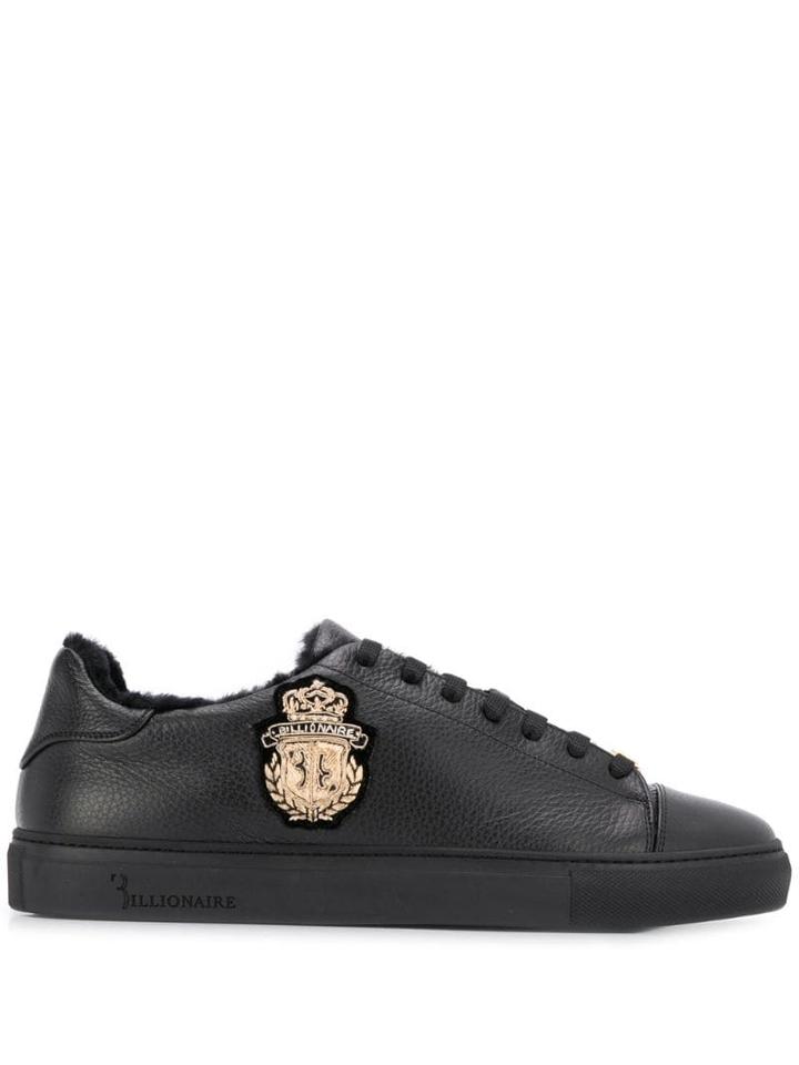 Billionaire Fur Trim Sneakers - Black