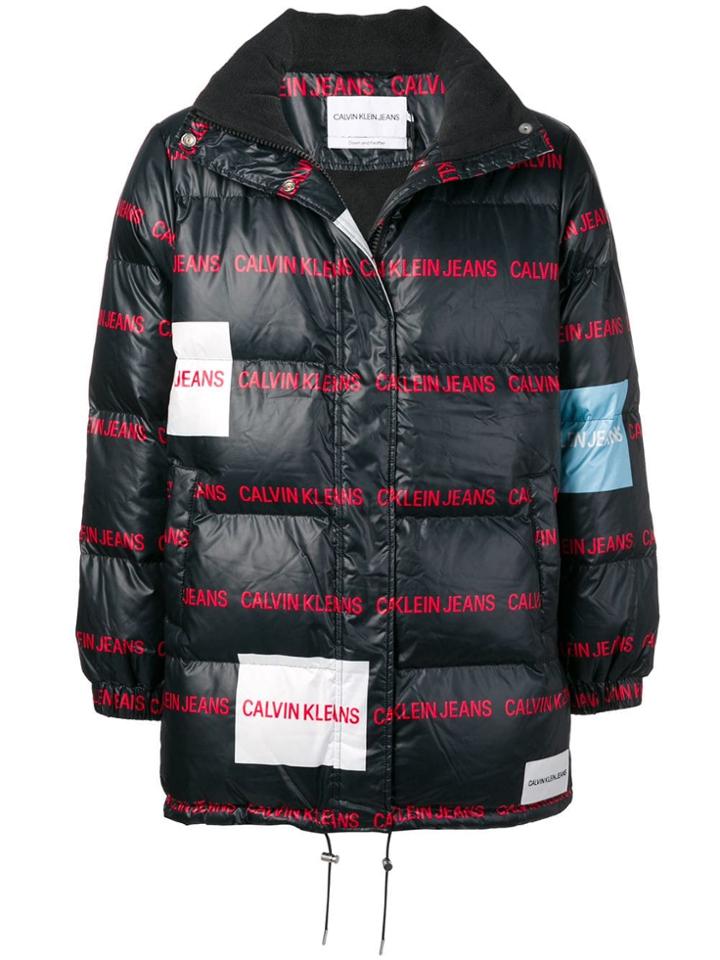 Calvin Klein Jeans Logo Print Puffer Jacket - Black