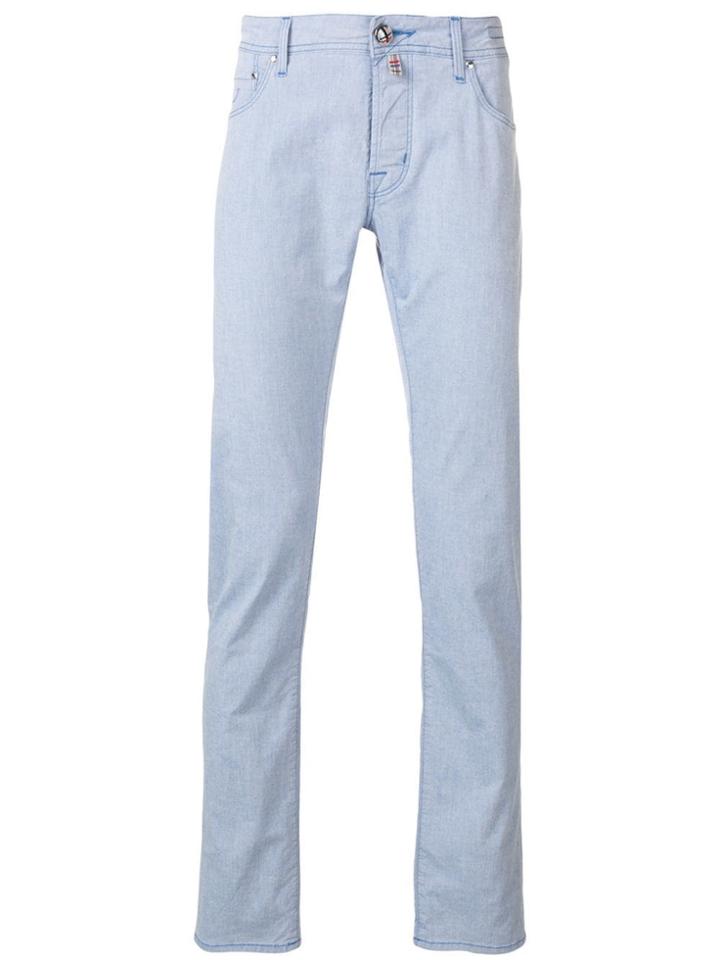 Jacob Cohen Tab Appliqué Detail Trousers - Blue