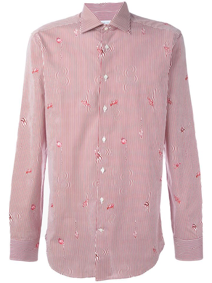 Etro Fish Print Shirt, Men's, Size: 41, Red, Cotton