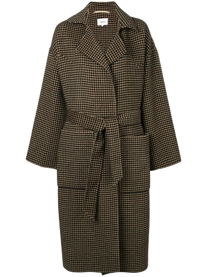 Nanushka Houndstooth Single Breasted Coat - Neutrals