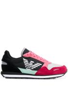 Emporio Armani Mesh And Suede Panelled Sneakers - Black