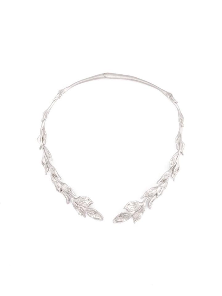 Yvonne Léon 'leaf' Collar Grey Diamond Necklace