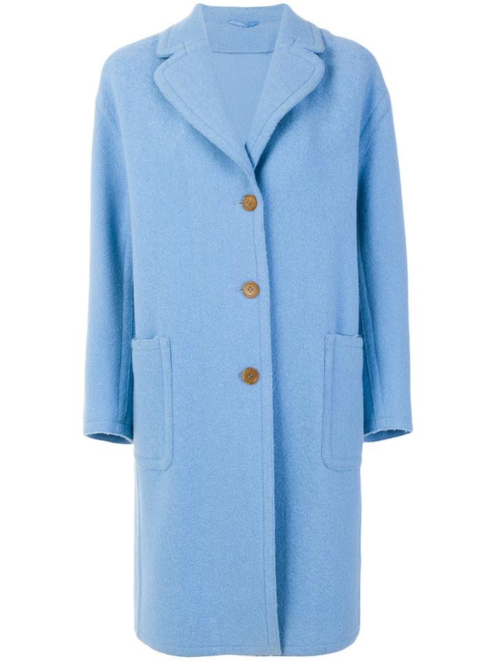 Ermanno Scervino Single Breasted Coat - Blue