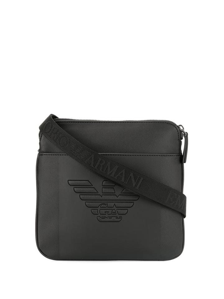 Emporio Armani Engraved Logo Crossbody Bag - Black