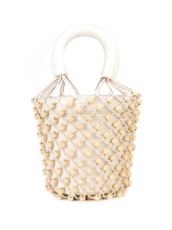 Staud Woven Beaded Tote Bag - White