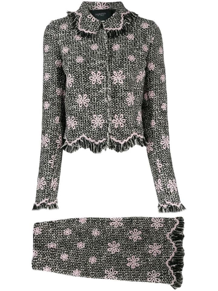 Giambattista Valli Floral Embroidered Skirt Suit - Black