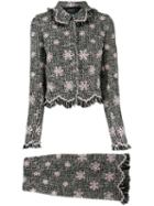 Giambattista Valli Floral Embroidered Skirt Suit - Black