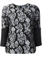 Maiyet Three-quarter-sleeve Top, Women's, Size: 8, Black, Silk/polyester/viscose