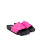 Young Versace Teen Debossed Medusa Pool Slides - Pink