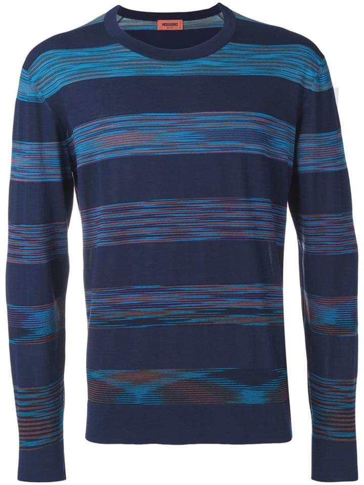 Missoni Striped Crew Neck Sweatshirt - Blue