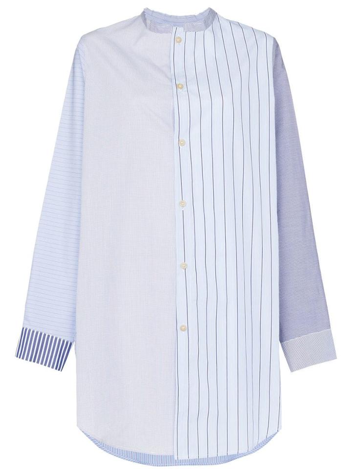 By Walid Ally Stripe Print Panelled Shirt - Blue