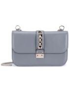 Valentino Valentino Garavani 'glam Lock' Shoulder Bag, Women's, Grey, Leather/cotton/metal