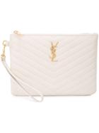 Saint Laurent Monogram Wristlet Pouch - White