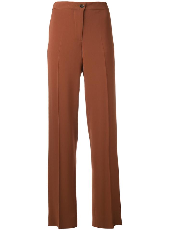 Alberto Biani - Wide Leg Trousers - Women - Polyester/triacetate - 44, Brown, Polyester/triacetate
