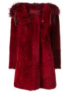 Yves Salomon Hooded Oversized Coat - Red