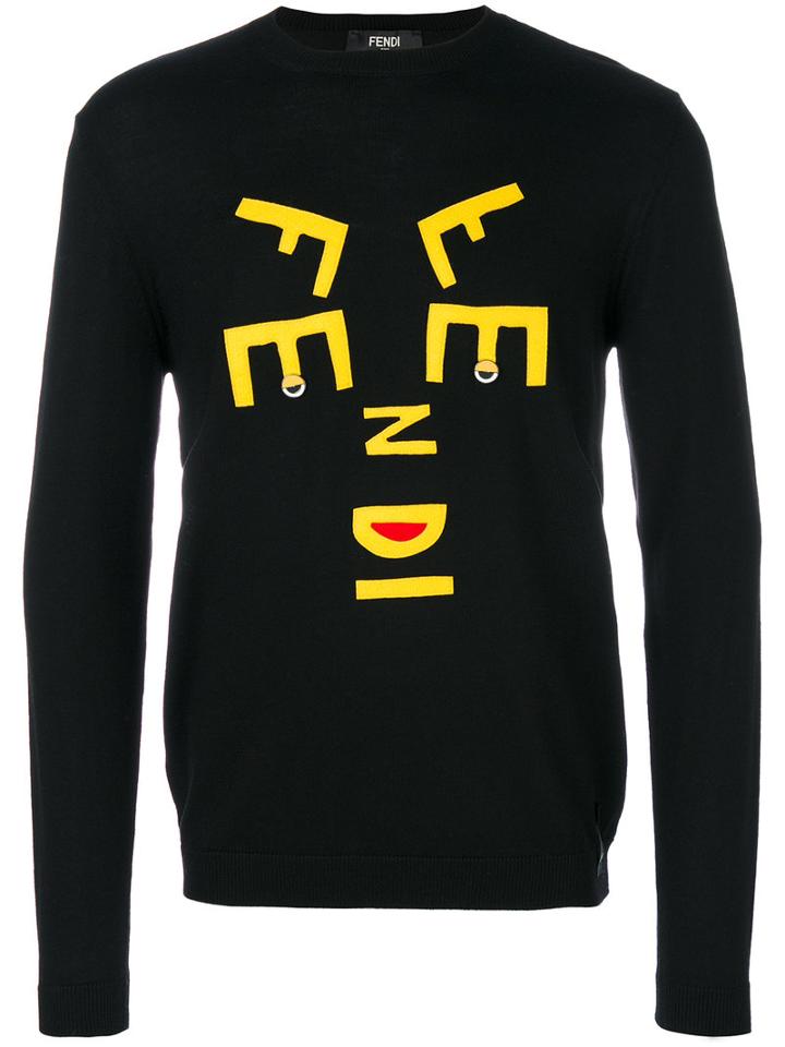 Fendi - Abstract Letter Jumper - Men - Virgin Wool - 46, Black, Virgin Wool