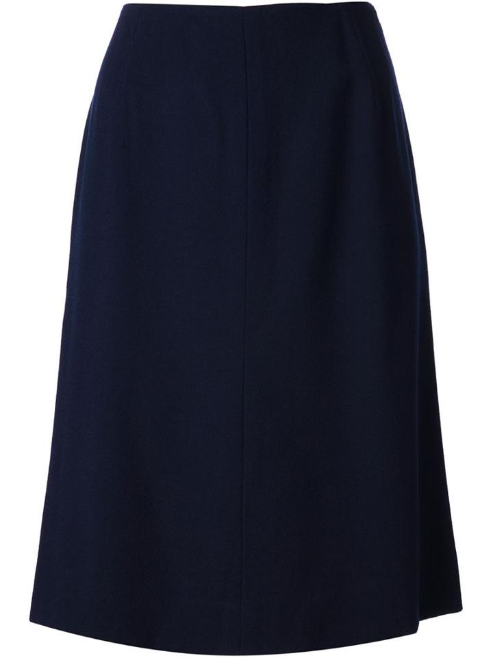 Krizia Vintage Straight Cut Skirt, Women's, Size: 42, Blue