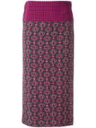 Aspesi - Geometric Print Midi Skirt - Women - Silk - 44, Pink/purple, Silk