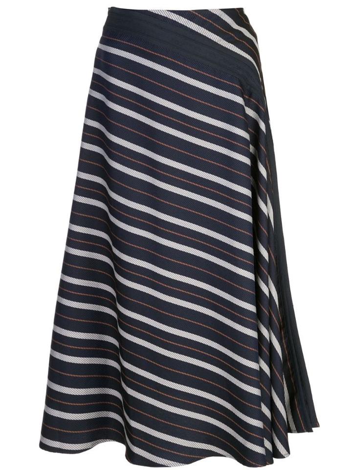 Palmer / Harding Diagonal Striped Midi Skirt - Blue
