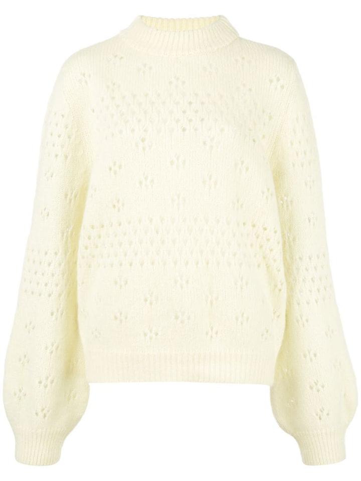Anine Bing Candice Eyelet Knit Sweater - Yellow