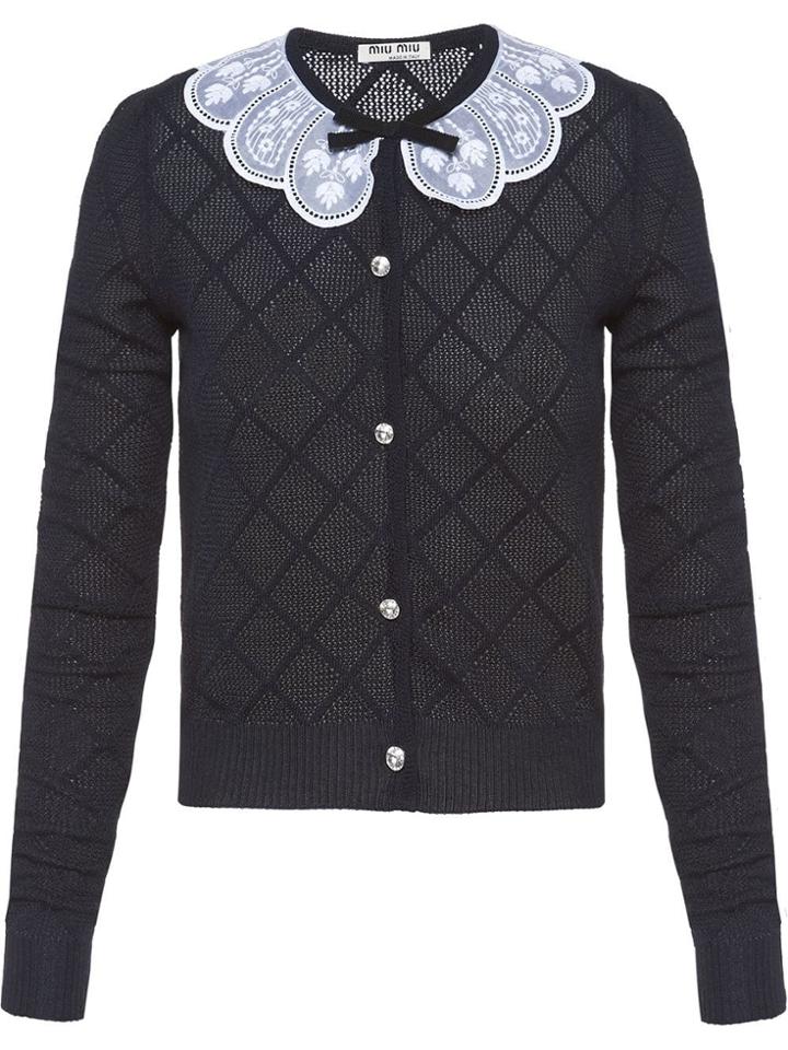 Miu Miu Lace Collar Cardigan - Blue