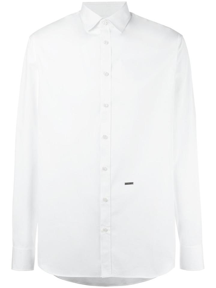 Thom Browne Round Collar Shirt With Woven 4-bar Stripe In Grey And