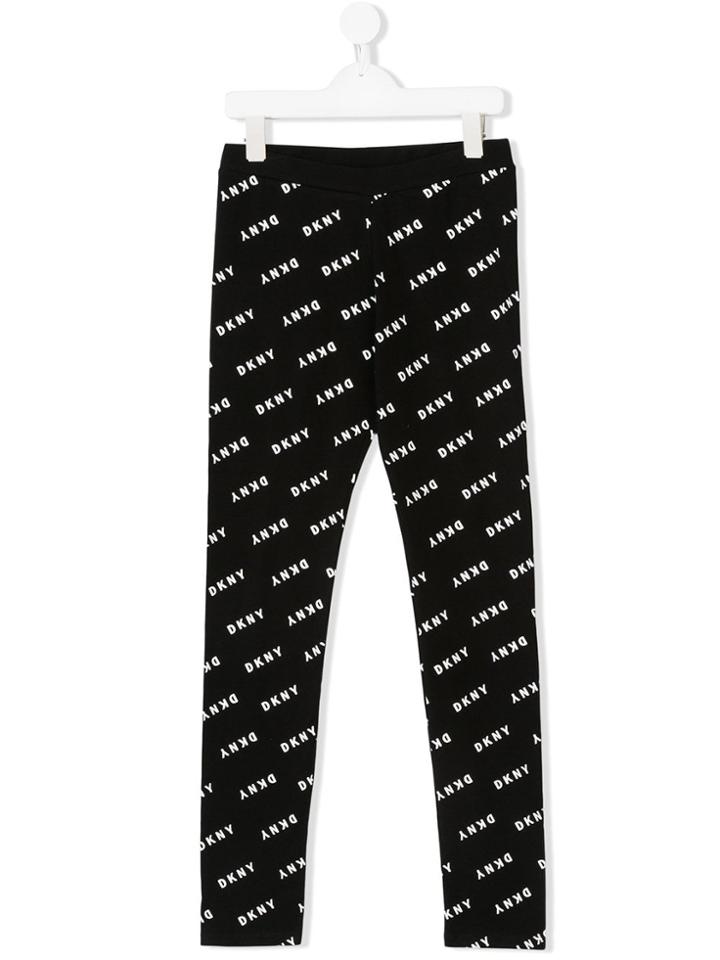 Dkny Kids Teen Logo Printed Leggings - Black