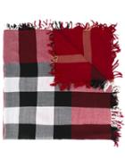 Burberry Checked Scarf, Women's, Red, Merino