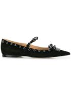 Sergio Rossi Embellished Pointed Ballerina Shoes - Black