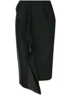 Julia Davidian Ruffle Detail Midi Skirt - Black