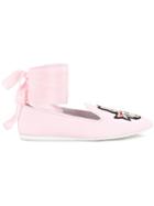 Joshua Sanders Crest Detail Laced Slippers - Pink