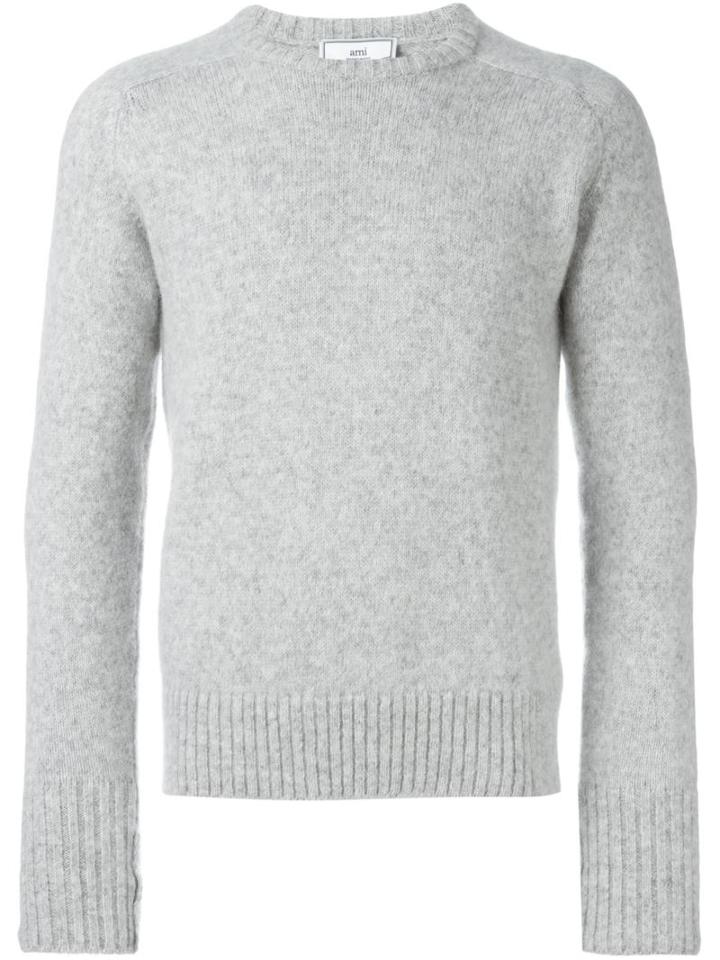 Ami Alexandre Mattiussi Crew Neck Sweater, Men's, Size: Medium, Grey, Polyamide/wool/alpaca