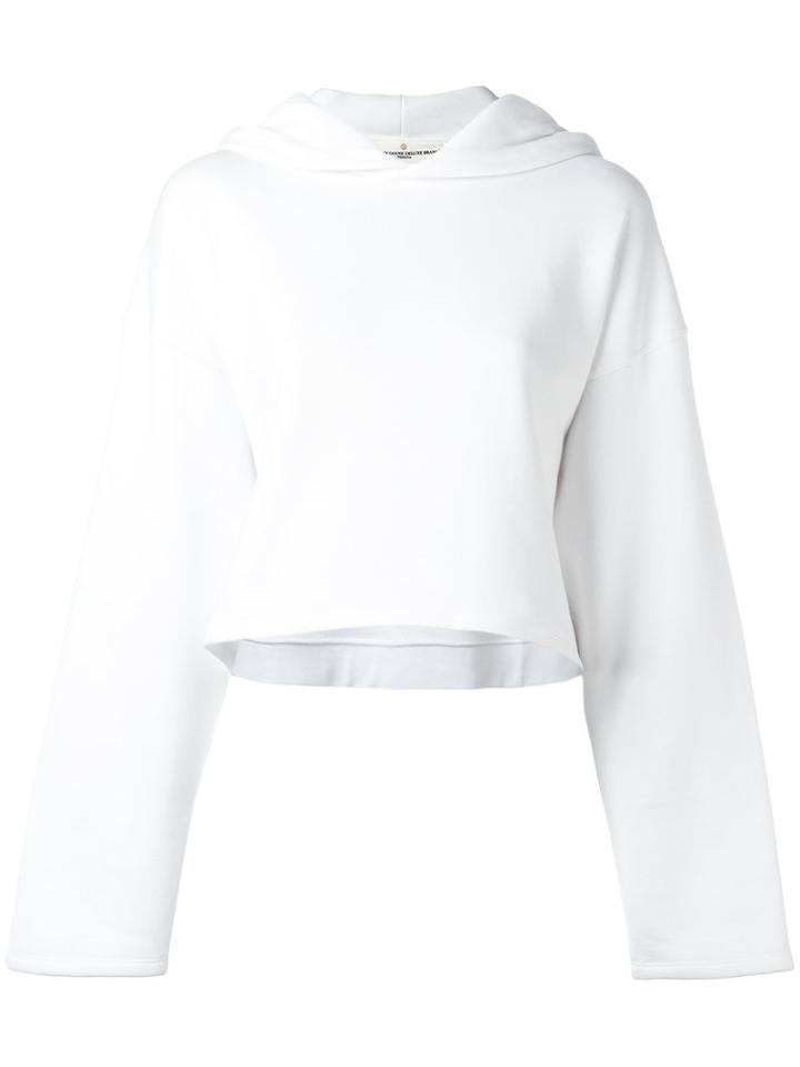 Golden Goose Deluxe Brand Rear Printcropped Hoodie, Women's, Size: Large, White, Cotton