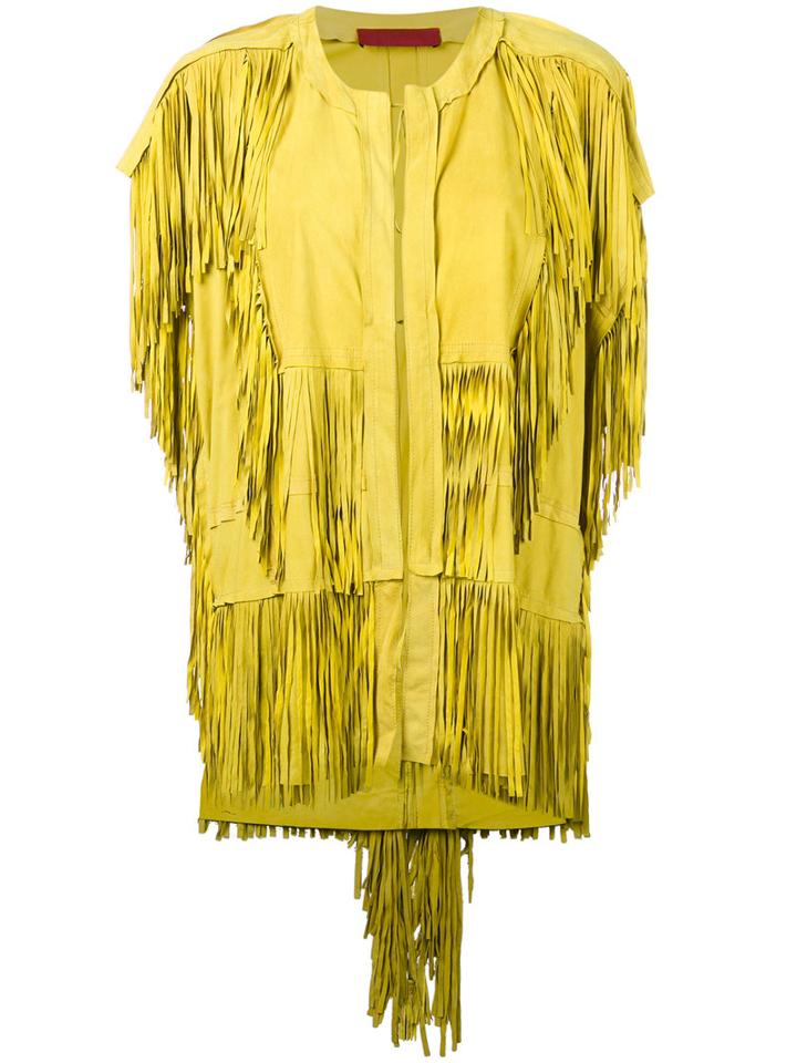 Di Liborio - Fringe Detail Jacket - Women - Suede - 40, Yellow/orange, Suede
