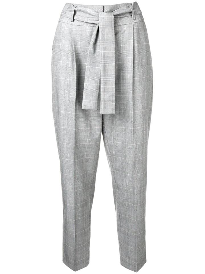 Cambio Checked Belted Trousers - Black