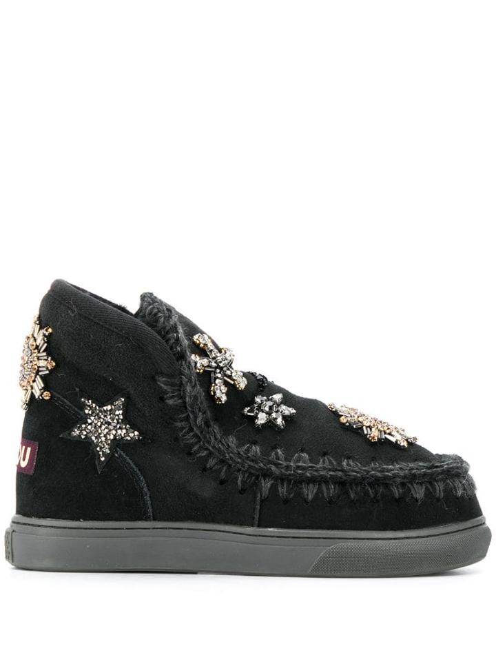 Mou Embellished Stars Boots - Black