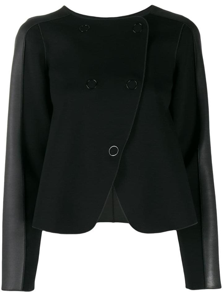Emporio Armani Panelled Double-breasted Coat - Black