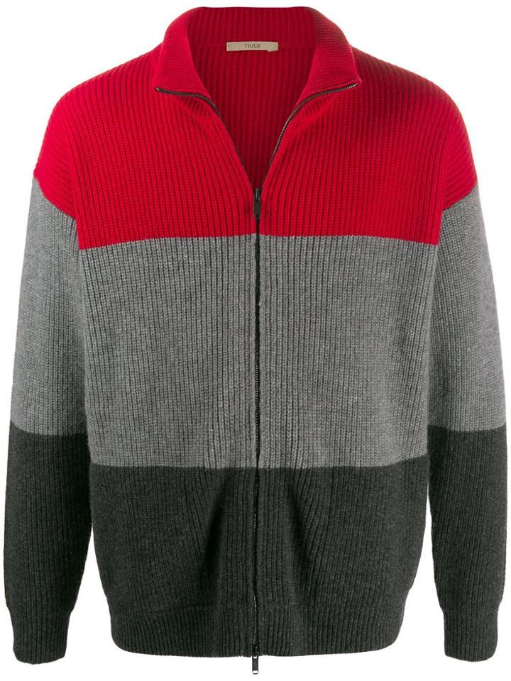 Roberto Collina Colour-block Zipped Cardigan - Grey