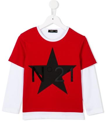 No21 Kids Velvet Logo Star T-shirt