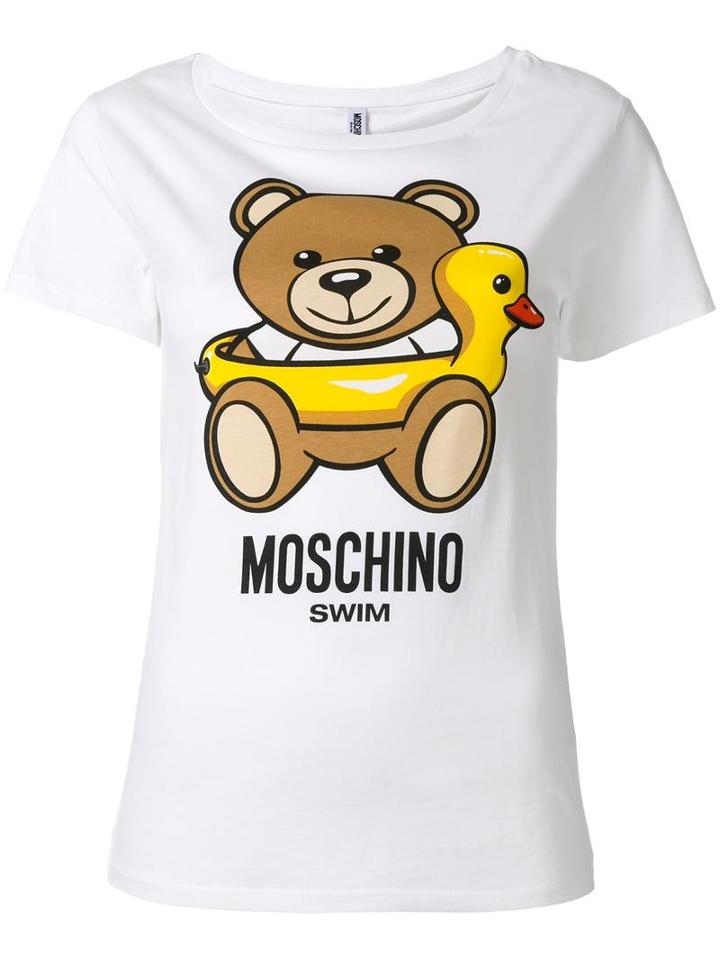 Moschino Swim Bear Print T-shirt, Women's, Size: Small, White, Cotton
