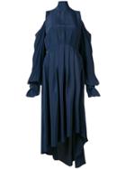 Rokh Cut-out Shoulder Asymmetric Dress - Blue