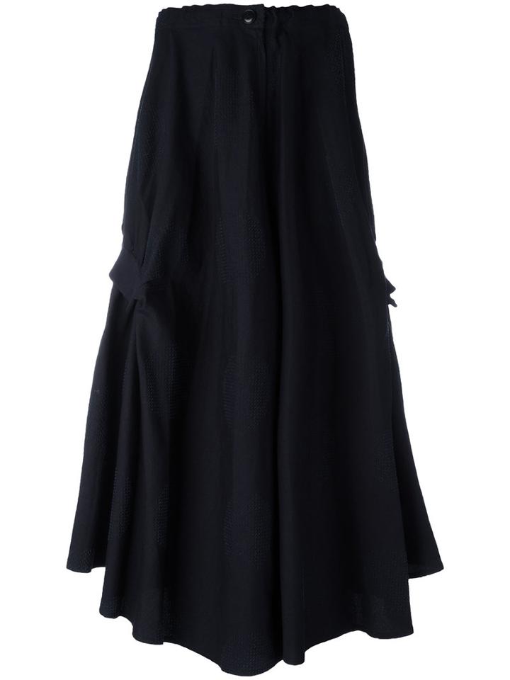 Y's - Asymmetric A-line Skirt - Women - Cotton - 1, Blue, Cotton