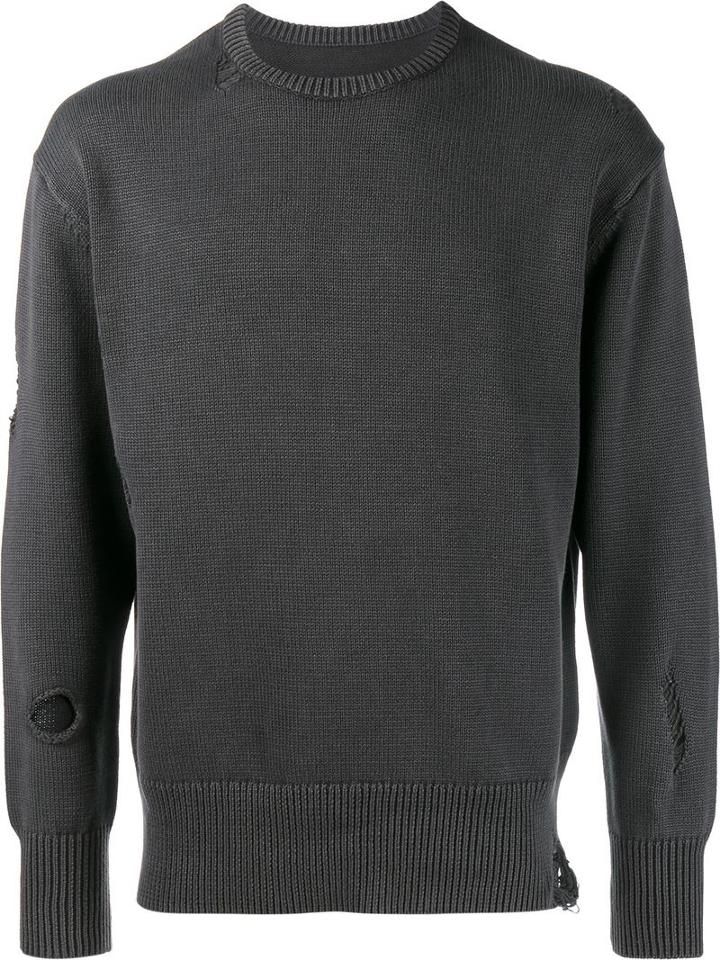 Uniform Experiment Distressed Jumper, Men's, Size: 2, Grey, Cotton